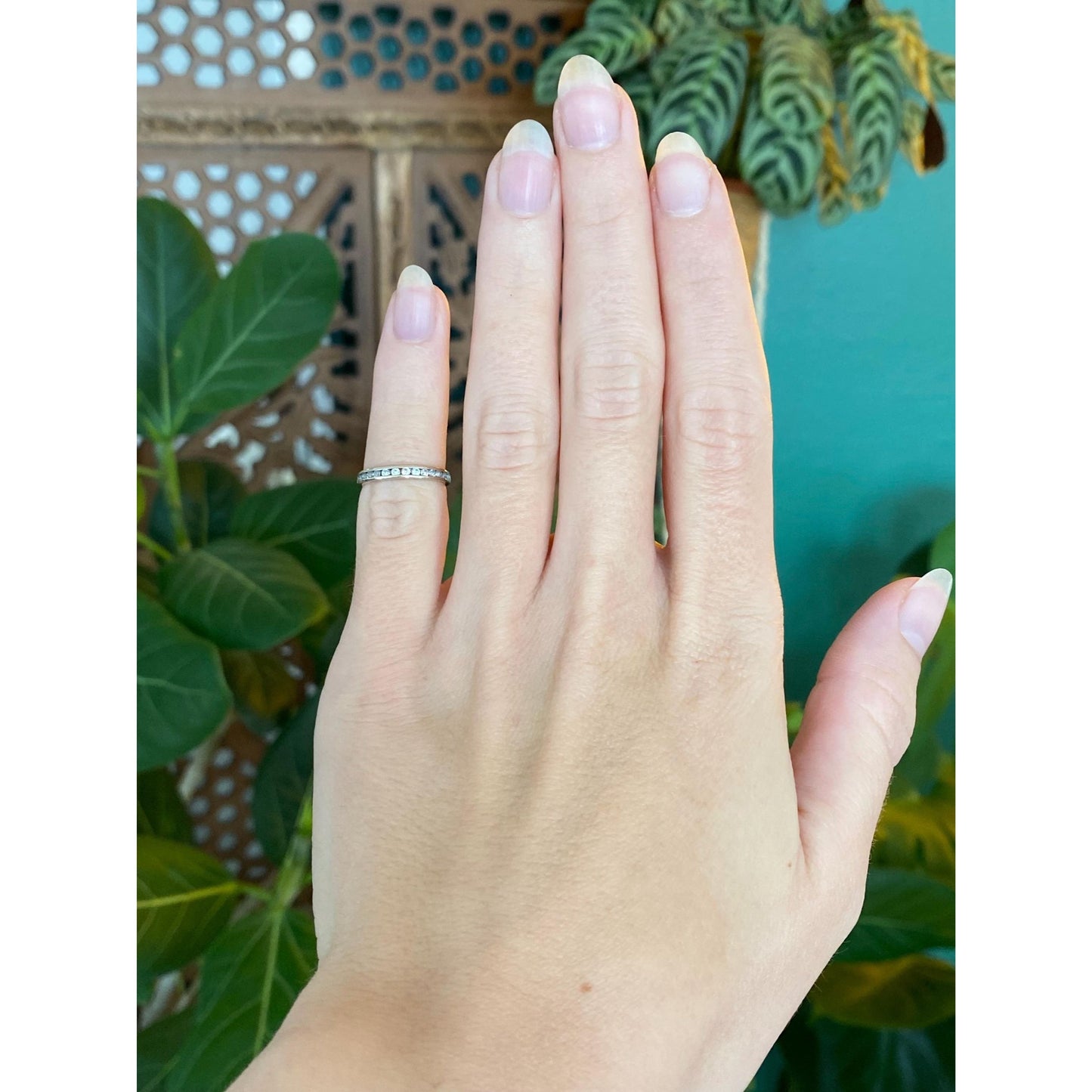 Vintage Solid 14k White Gold Cubic Zirconia Open Ring Toe Ring - Size 2.75