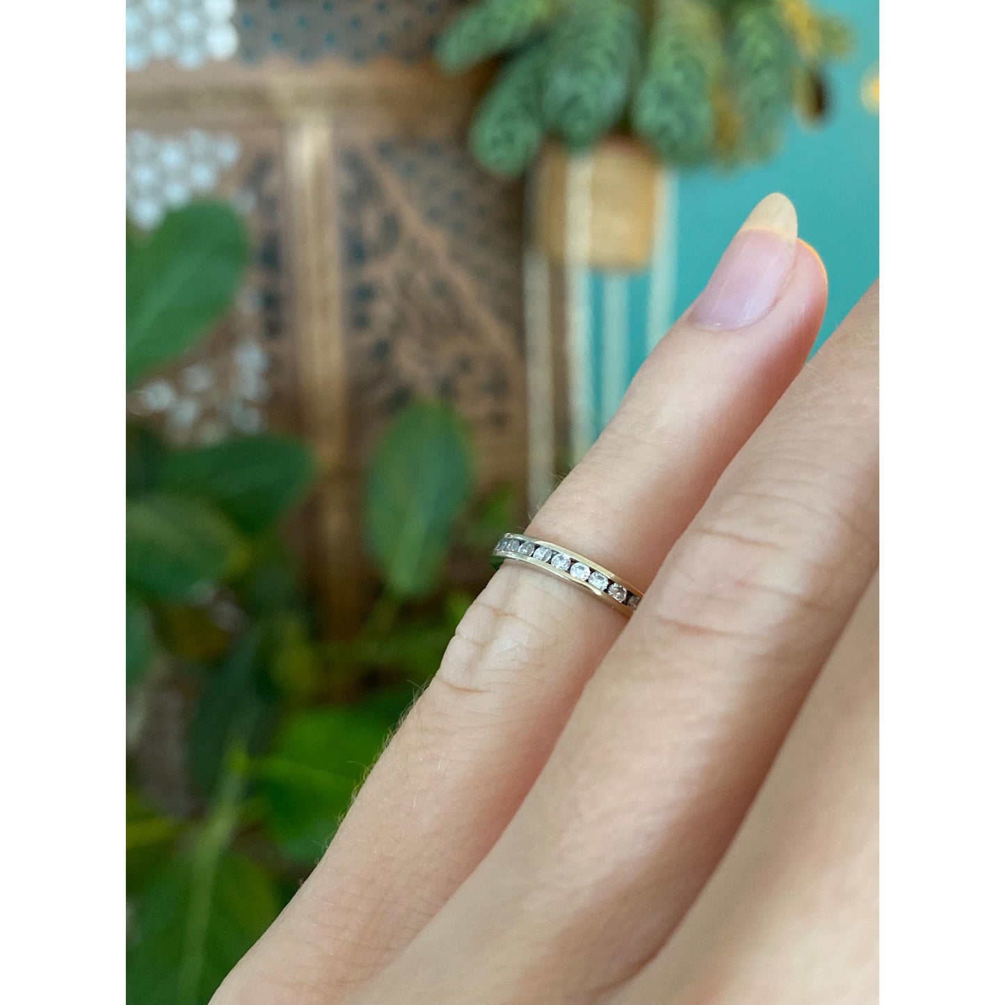 Vintage Solid 14k White Gold Cubic Zirconia Open Ring Toe Ring - Size 2.75