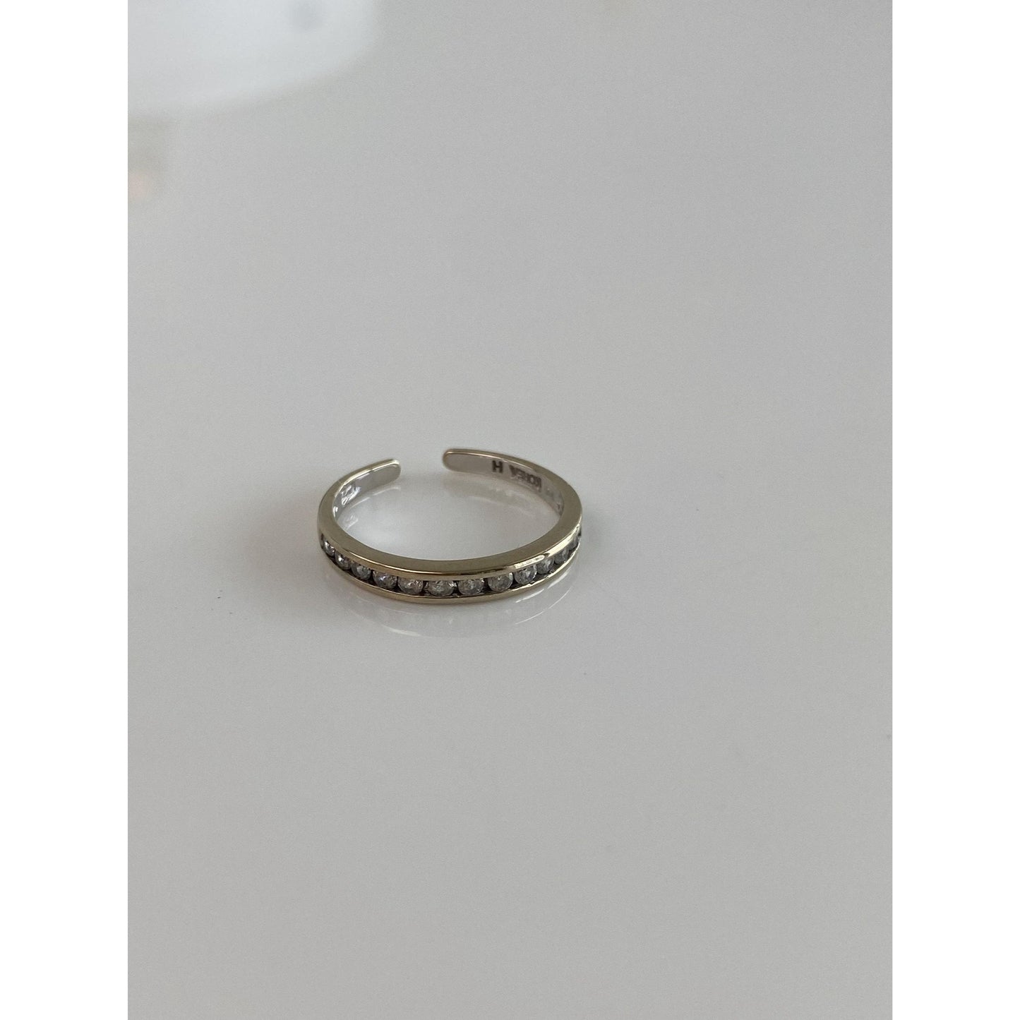 Vintage Solid 14k White Gold Cubic Zirconia Open Ring Toe Ring - Size 2.75