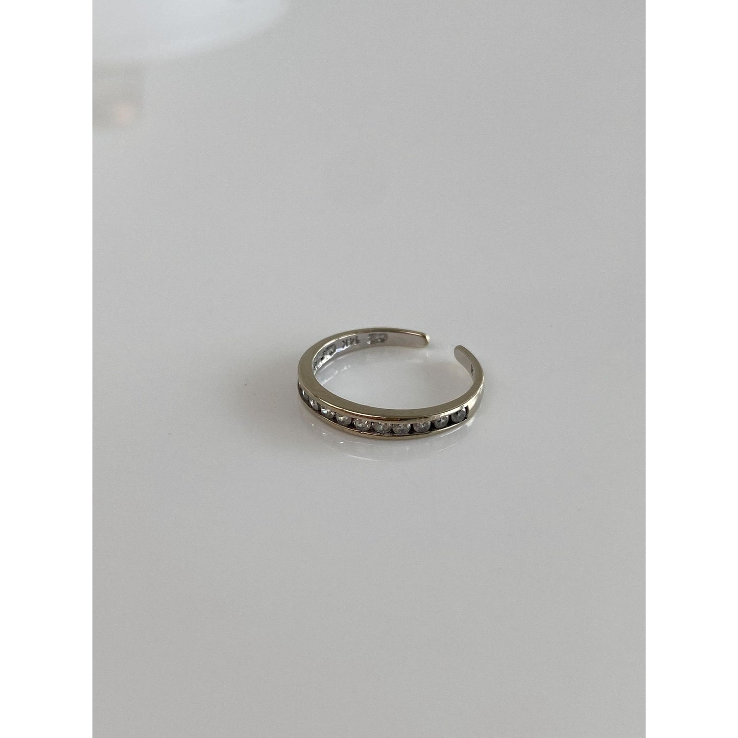 Vintage Solid 14k White Gold Cubic Zirconia Open Ring Toe Ring - Size 2.75