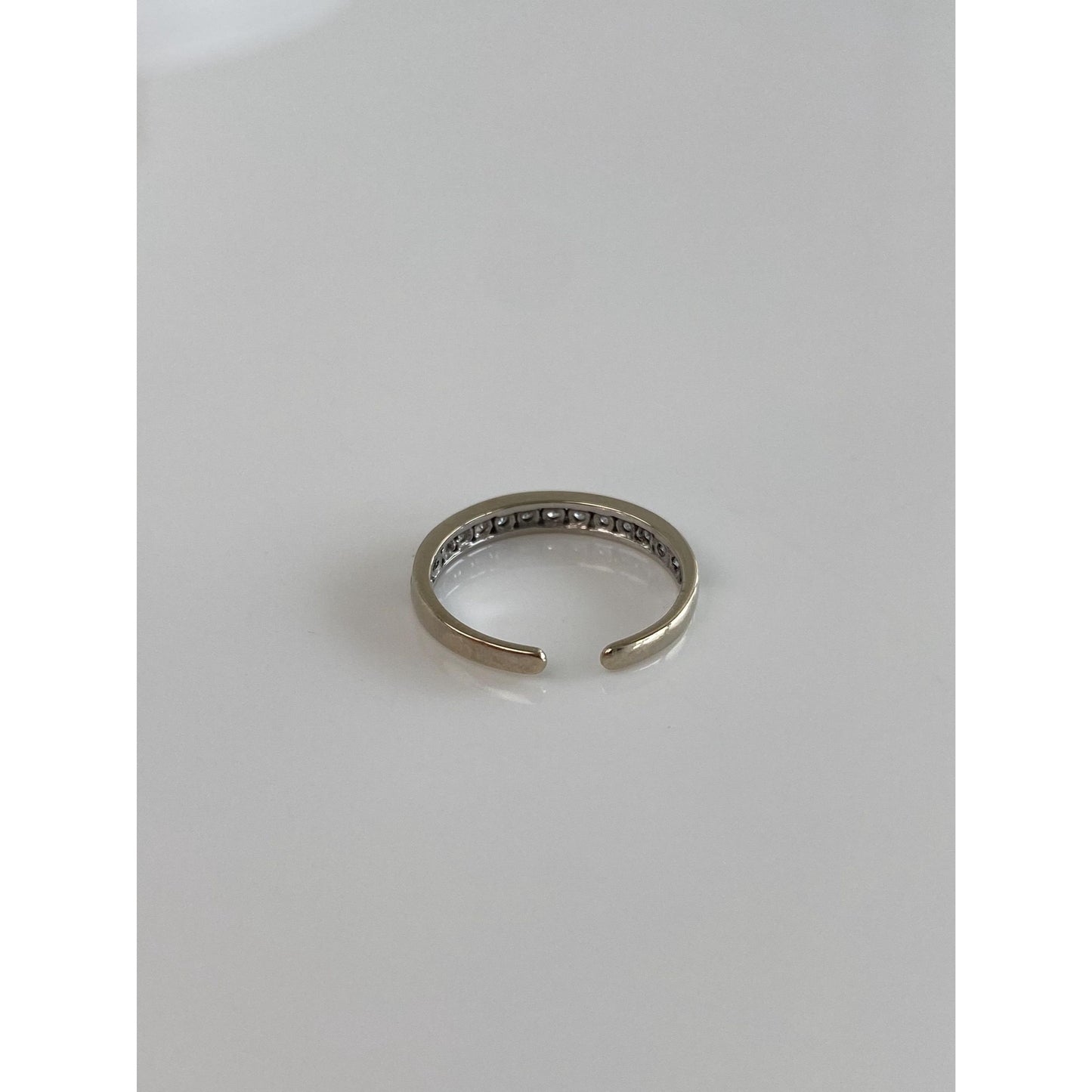 Vintage Solid 14k White Gold Cubic Zirconia Open Ring Toe Ring - Size 2.75