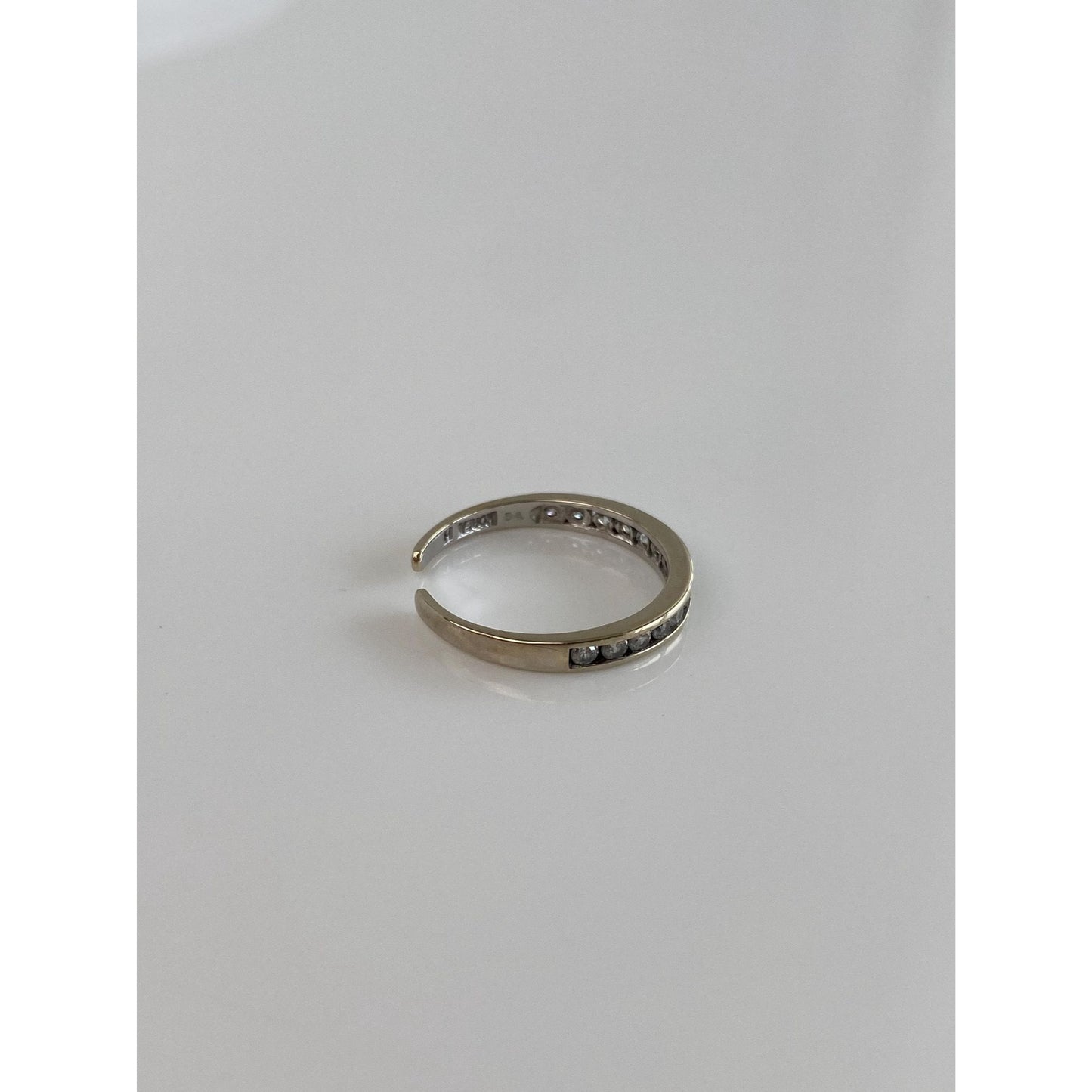 Vintage Solid 14k White Gold Cubic Zirconia Open Ring Toe Ring - Size 2.75