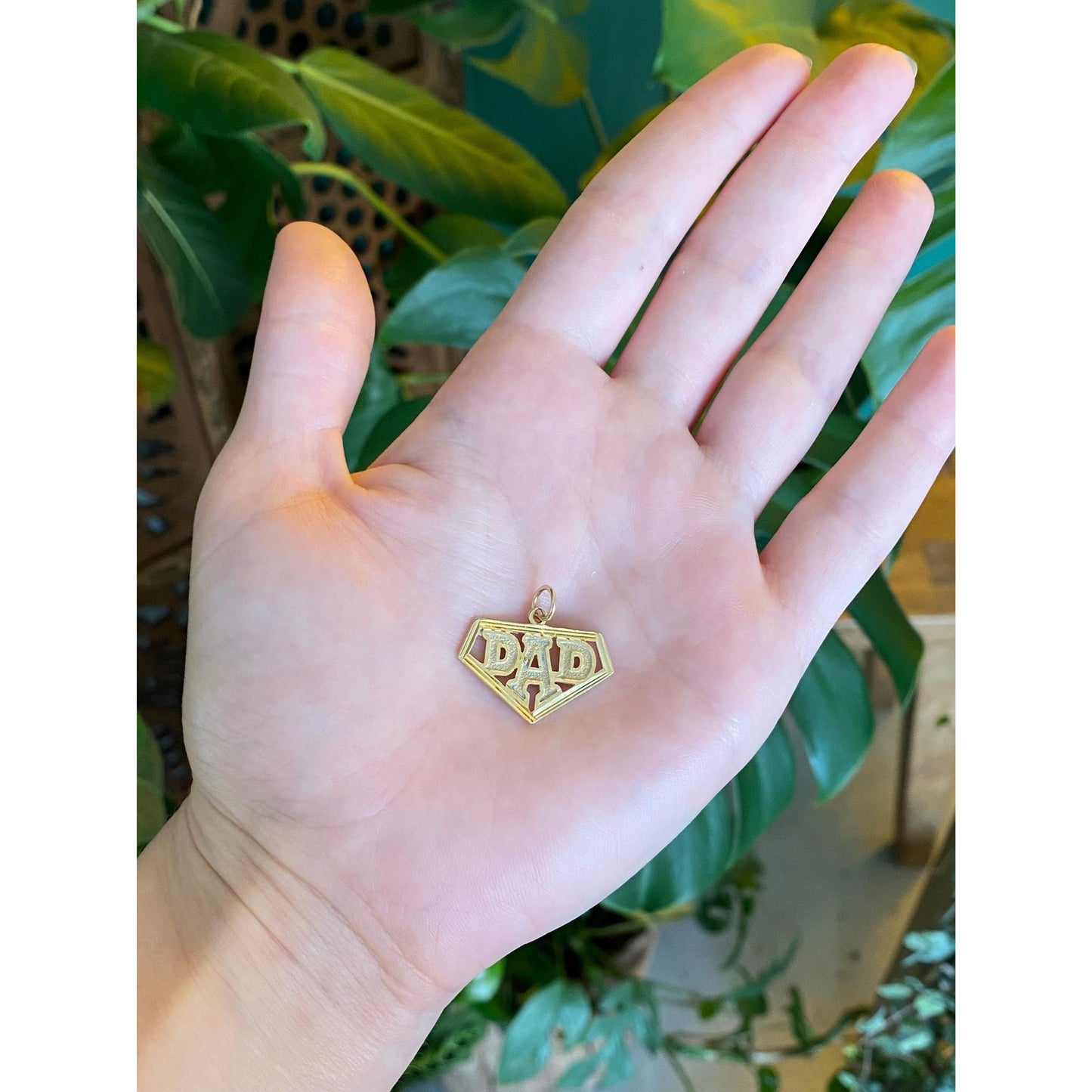 Vintage Solid 14k Yellow Gold Dad Charm