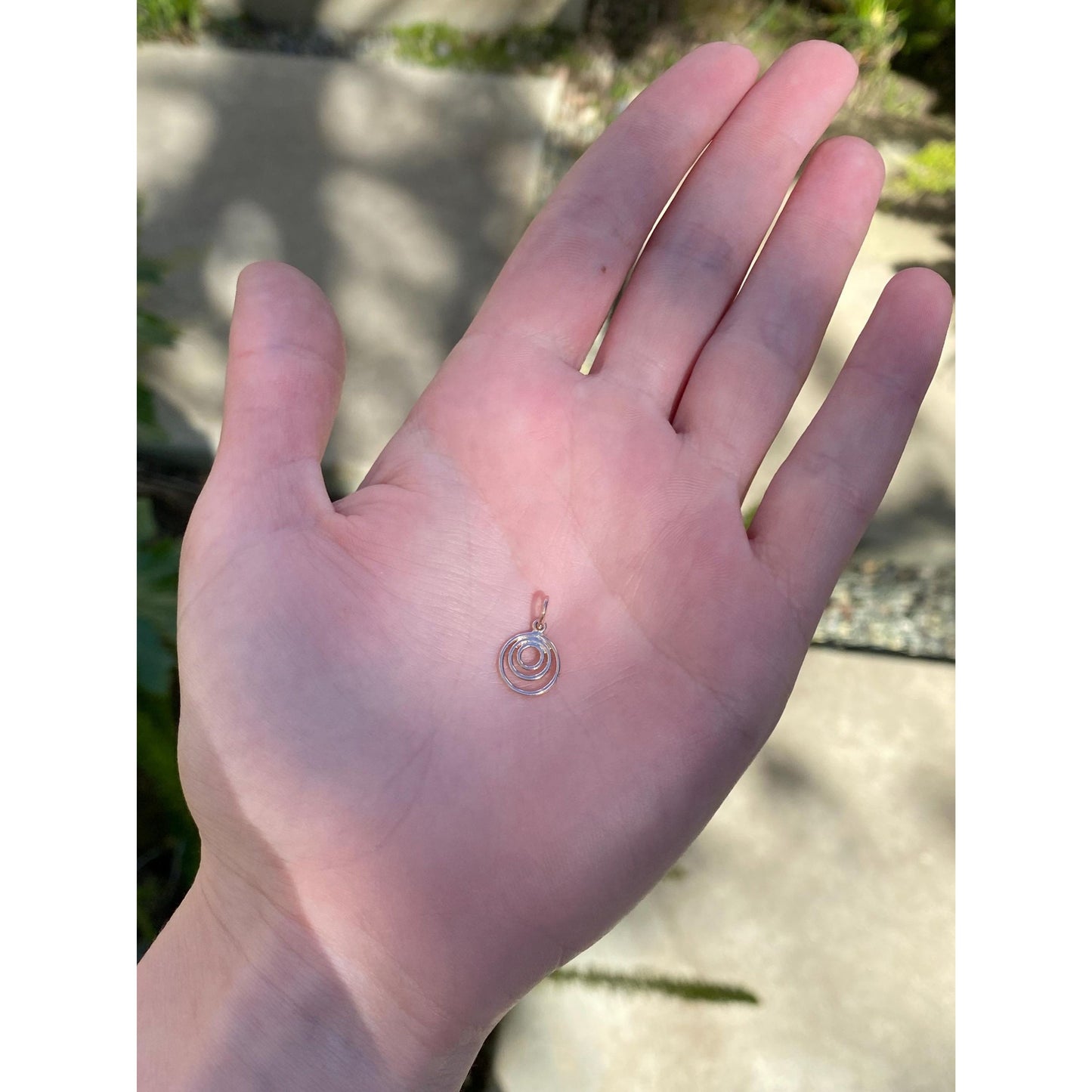 Solid 14k Rose Gold Circles Charm