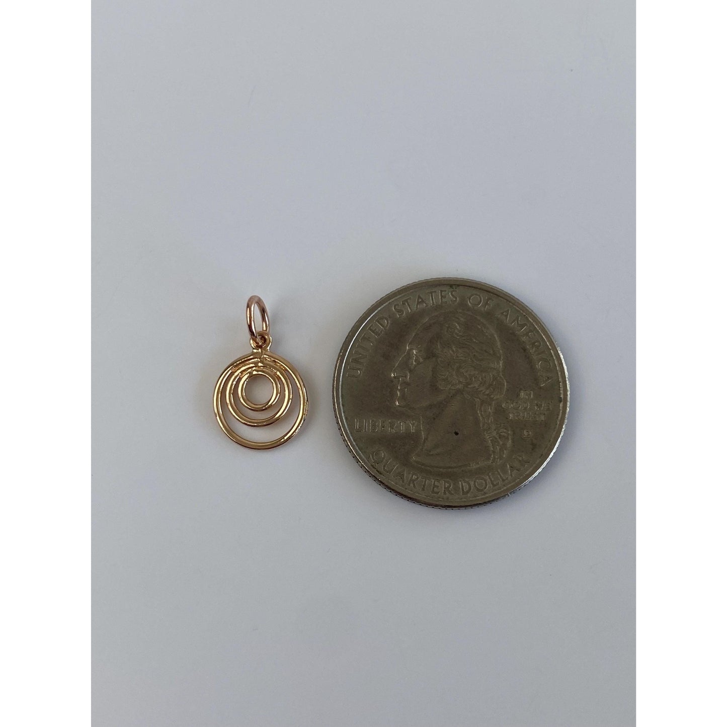 Solid 14k Rose Gold Circles Charm
