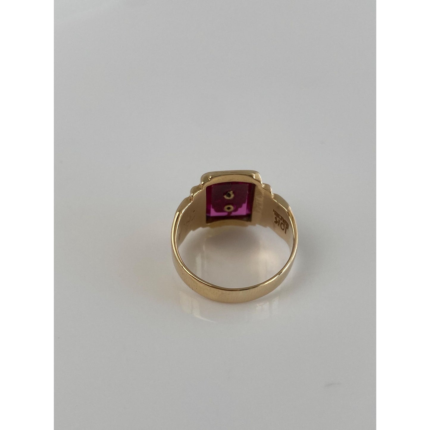 Vintage Solid 10k Yellow Gold Pink Sapphire 1938 Class Ring - Size 6.25