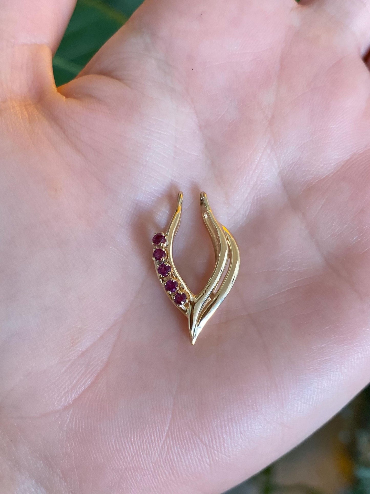 Vintage Solid 14k Yellow Gold Pink Spinel Slide Charm