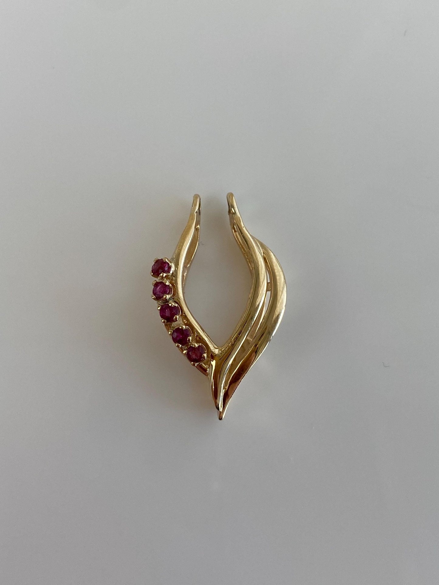 Vintage Solid 14k Yellow Gold Pink Spinel Slide Charm