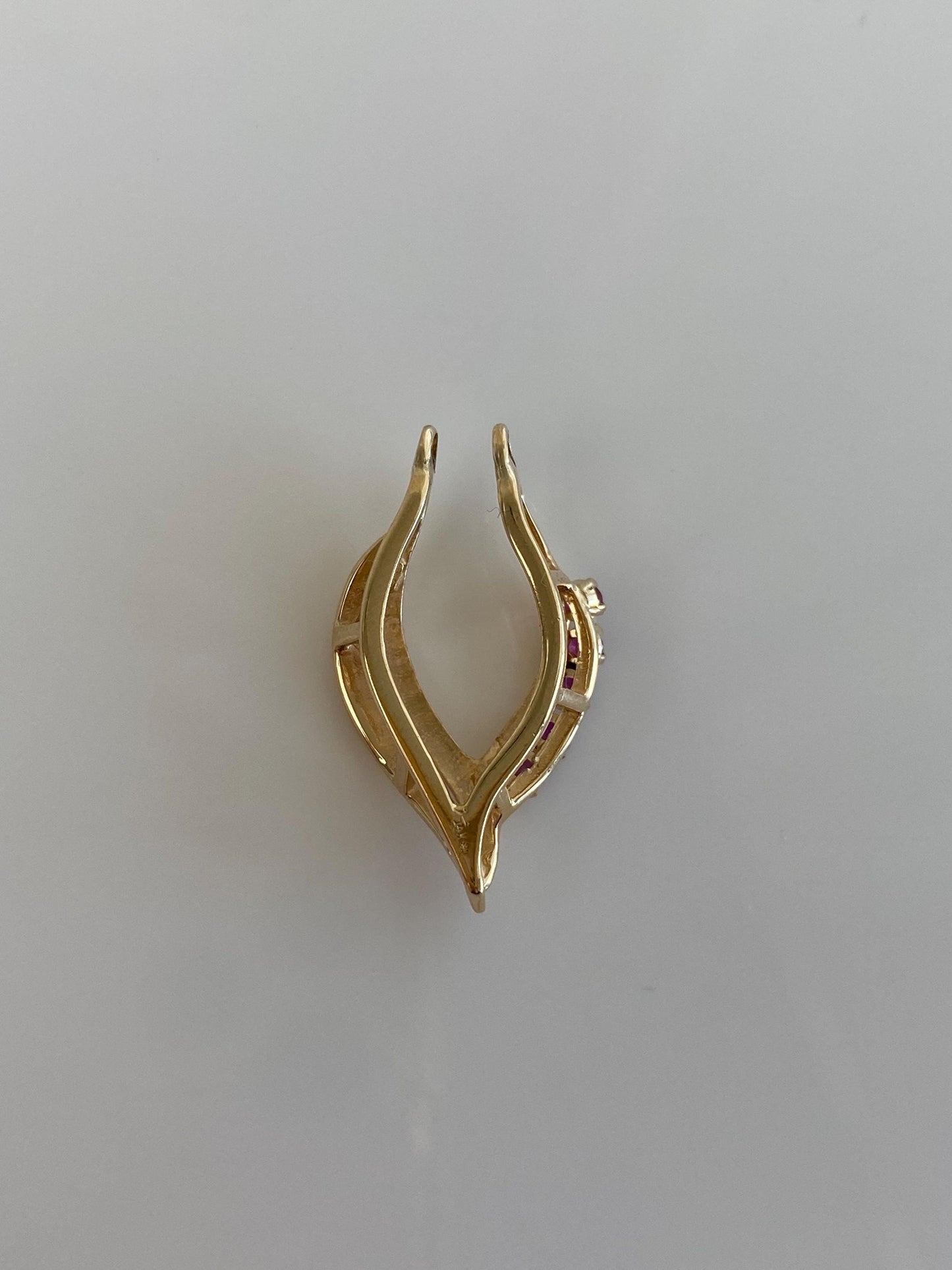 Vintage Solid 14k Yellow Gold Pink Spinel Slide Charm