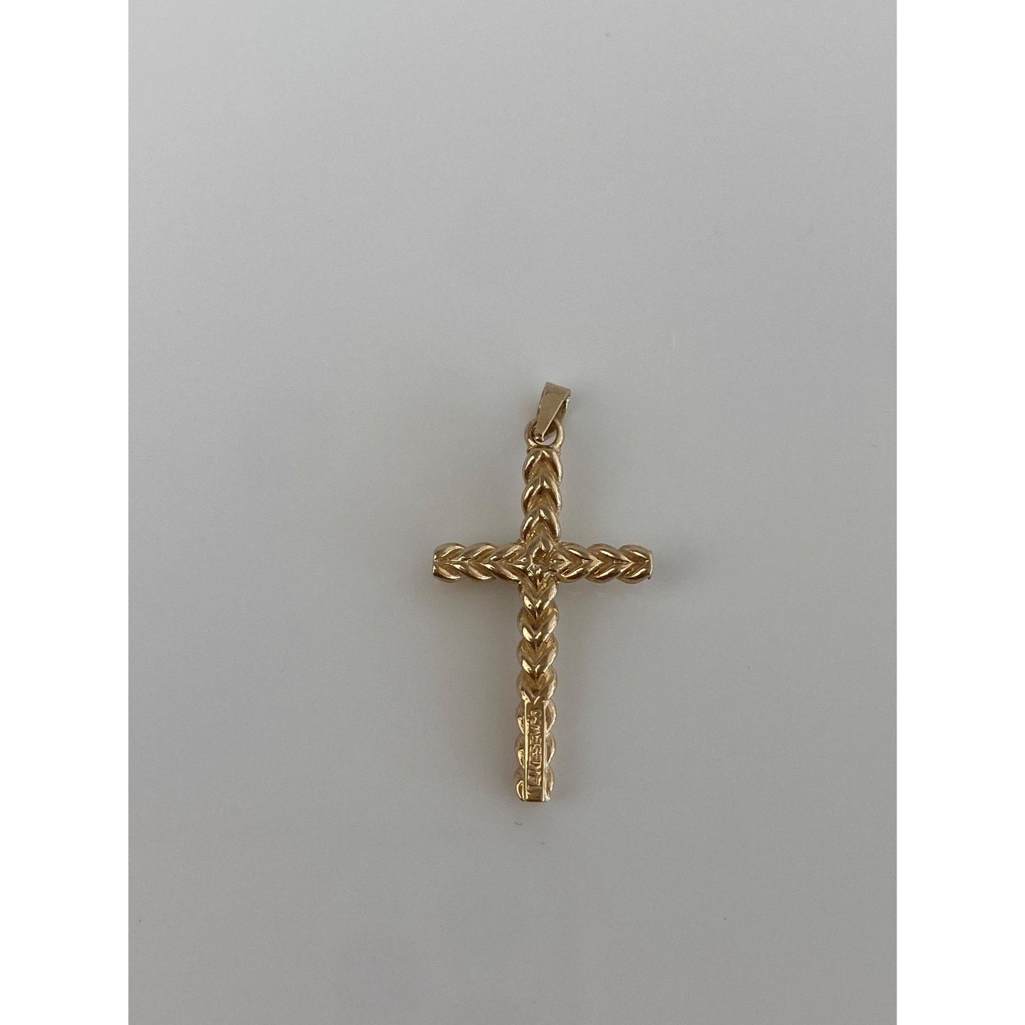 Vintage Solid 14k White & Yellow Gold Diamond Cross Charm
