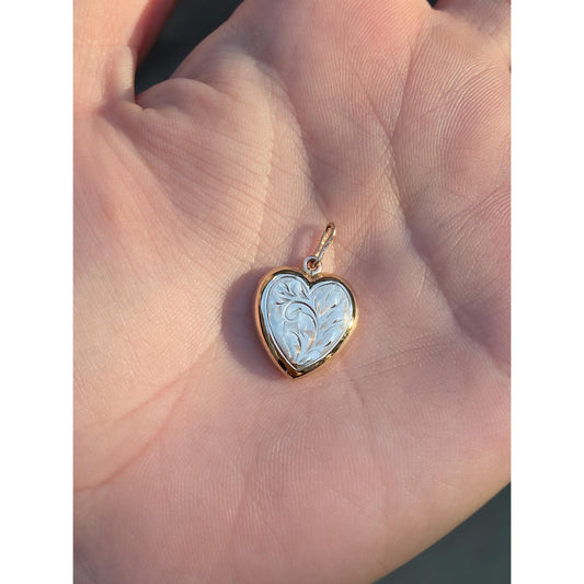 Vintage 10k Yellow Gold Engraved Puffy Heart Charm