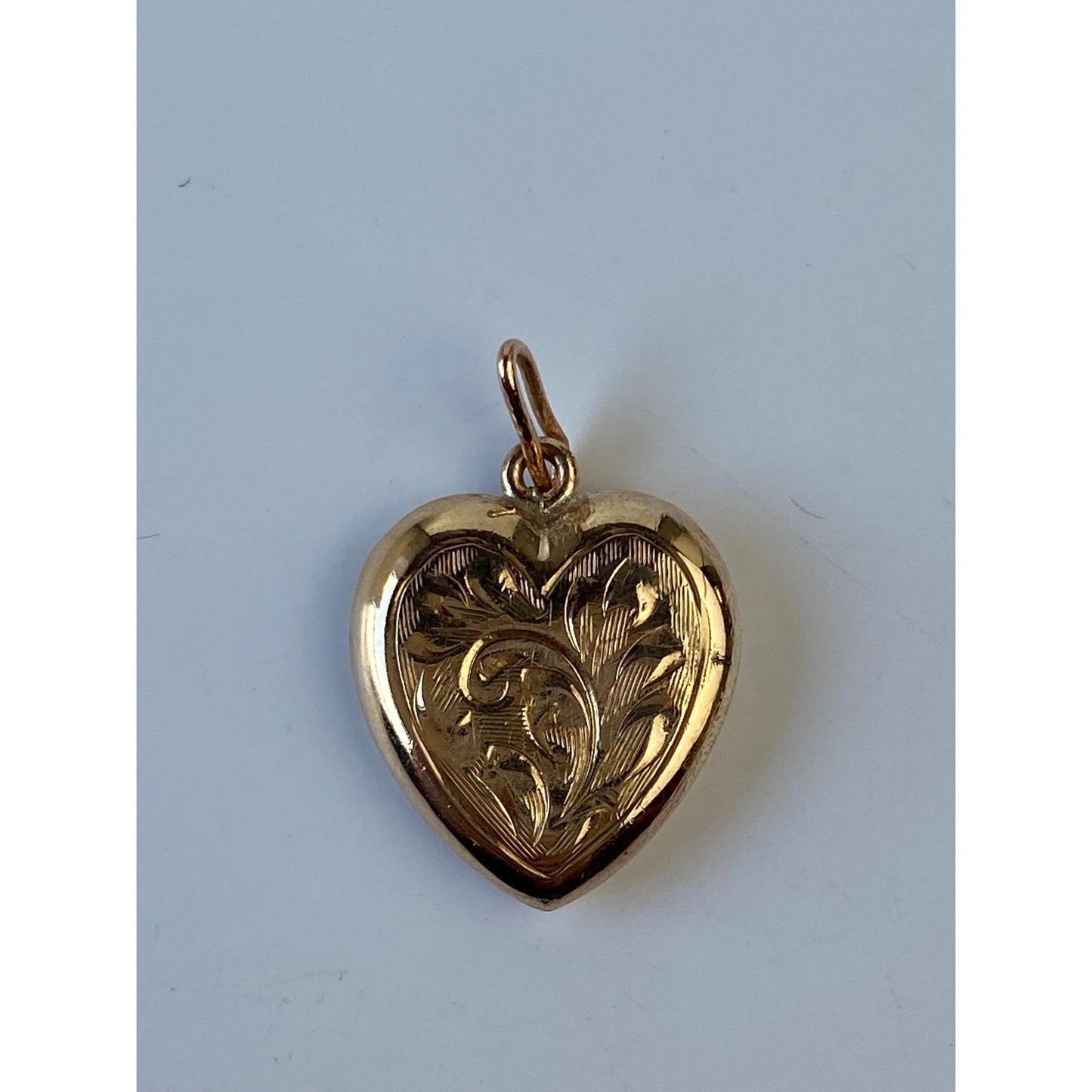 Vintage 10k Yellow Gold Engraved Puffy Heart Charm