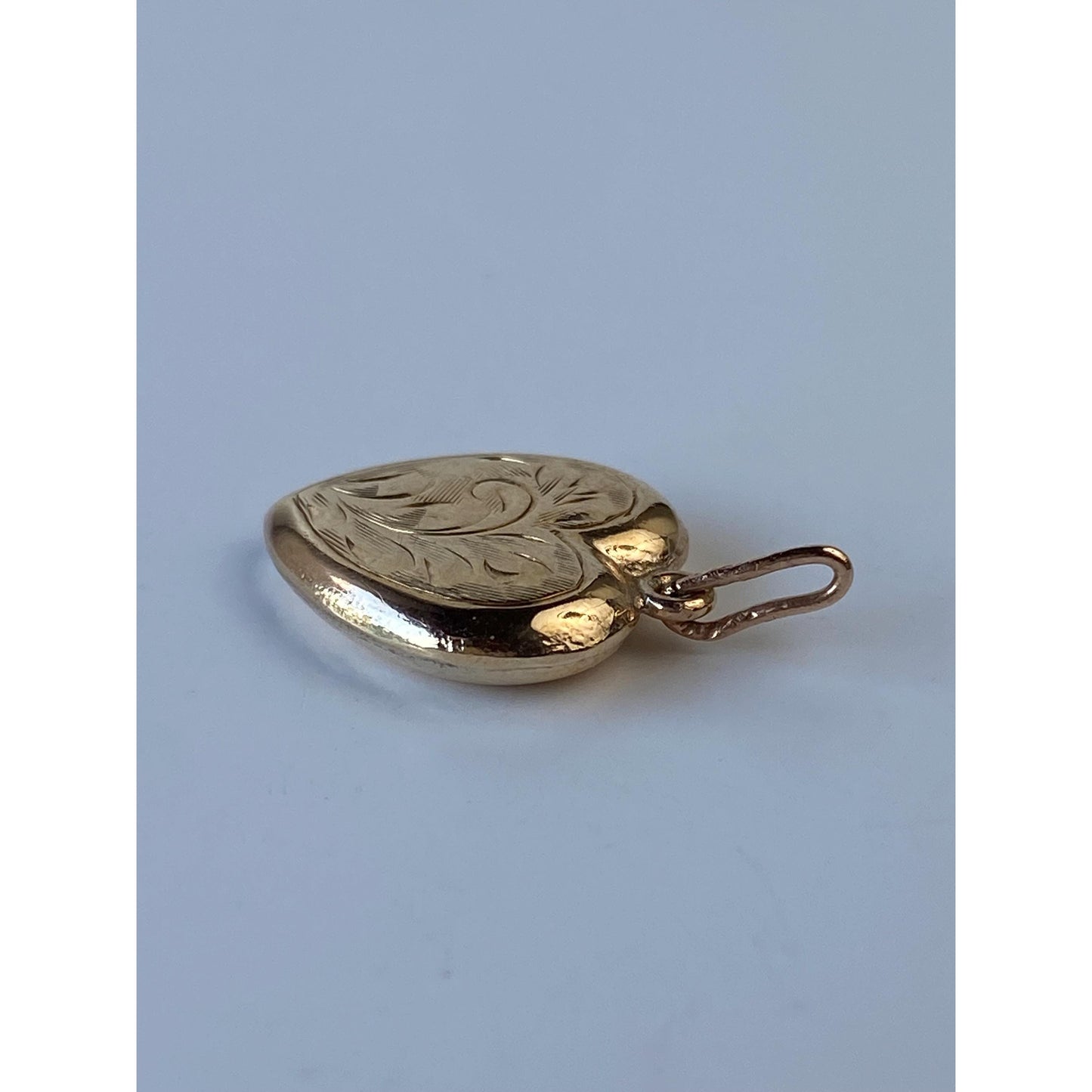 Vintage 10k Yellow Gold Engraved Puffy Heart Charm