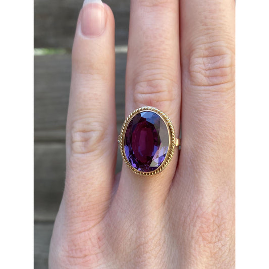 Solid 14k Rosey Gold Purple Sapphire Ring - Size 5.25
