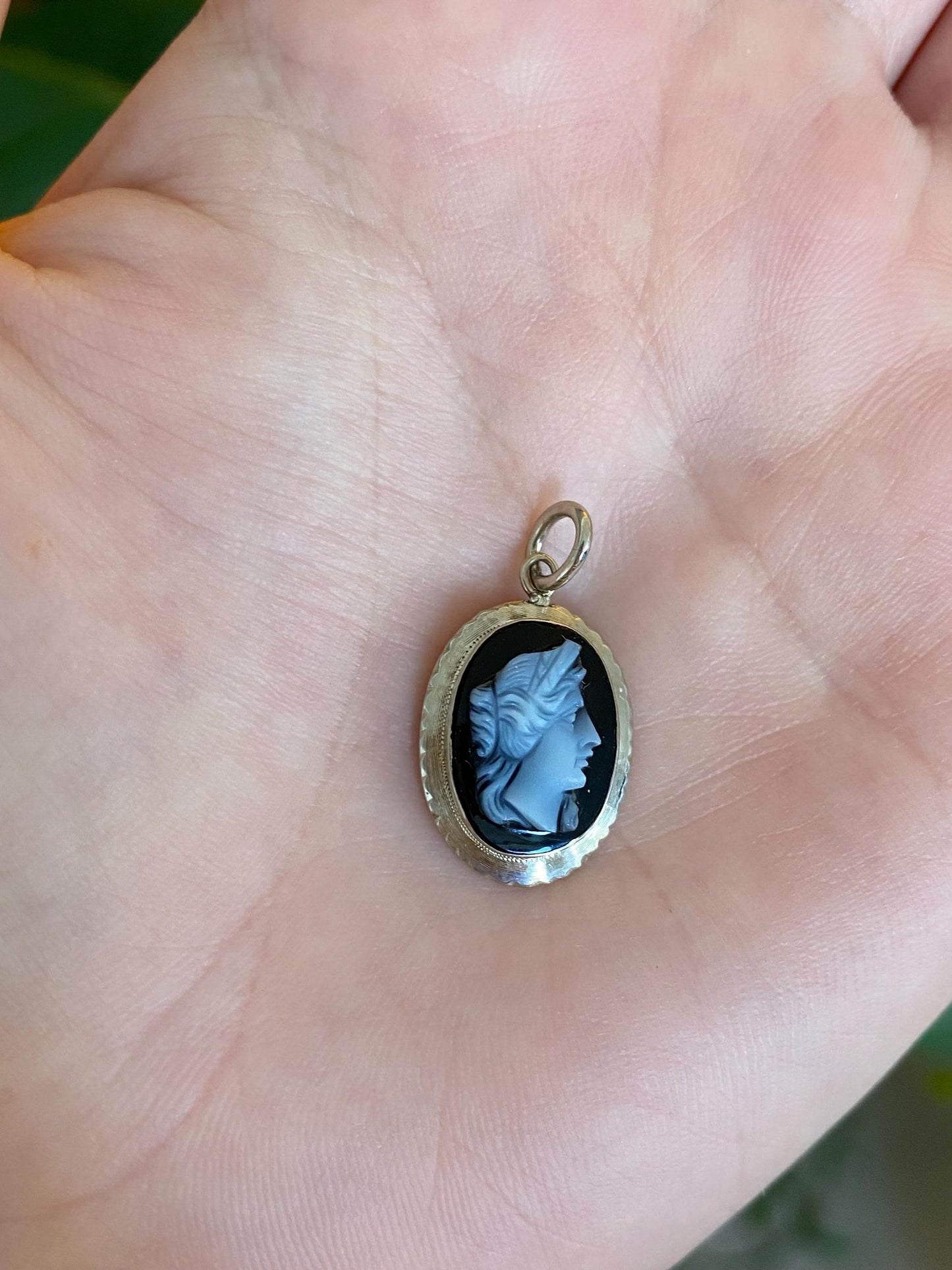 Vintage Solid 14k White Gold Cameo Charm