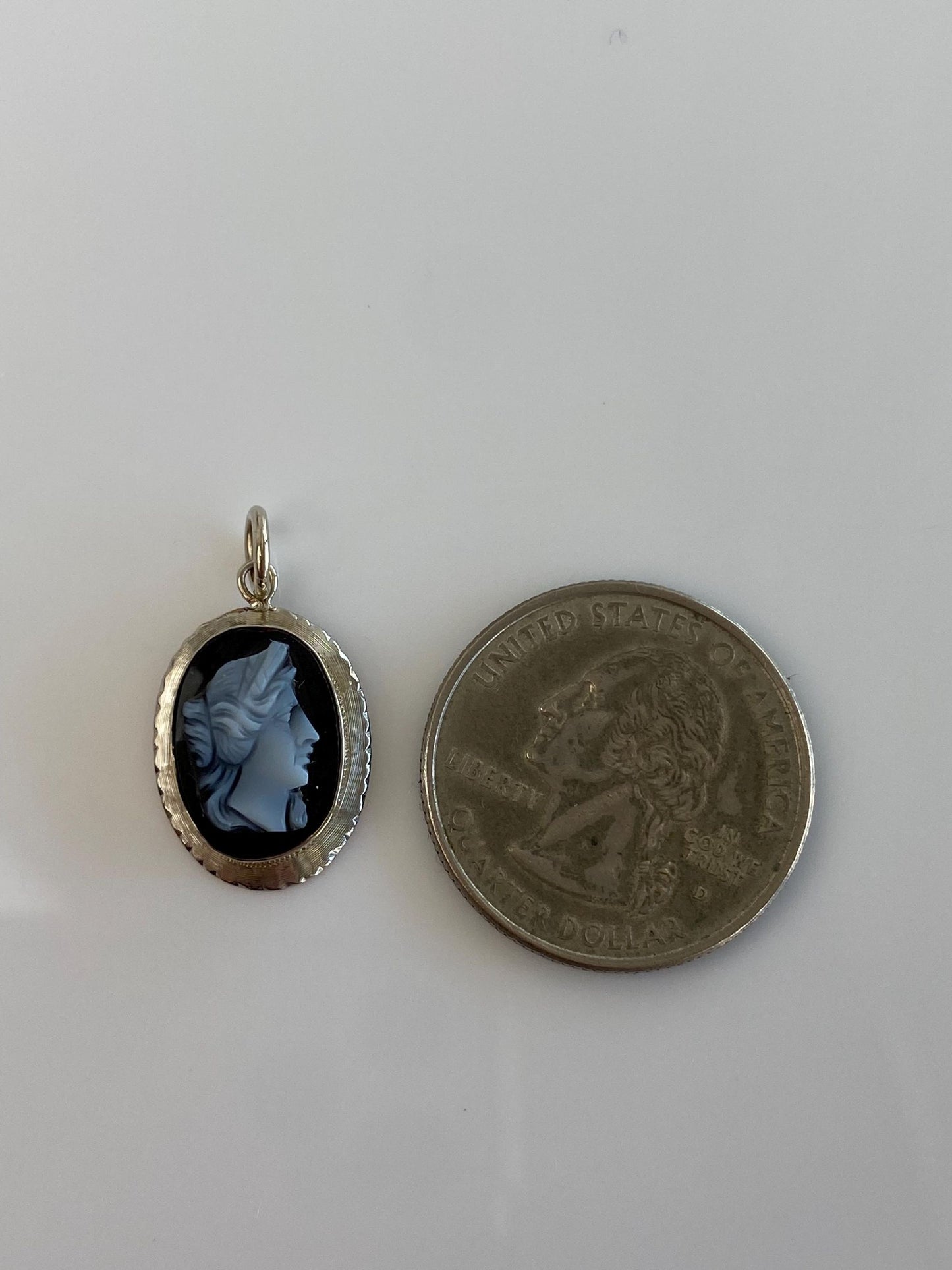 Vintage Solid 14k White Gold Cameo Charm