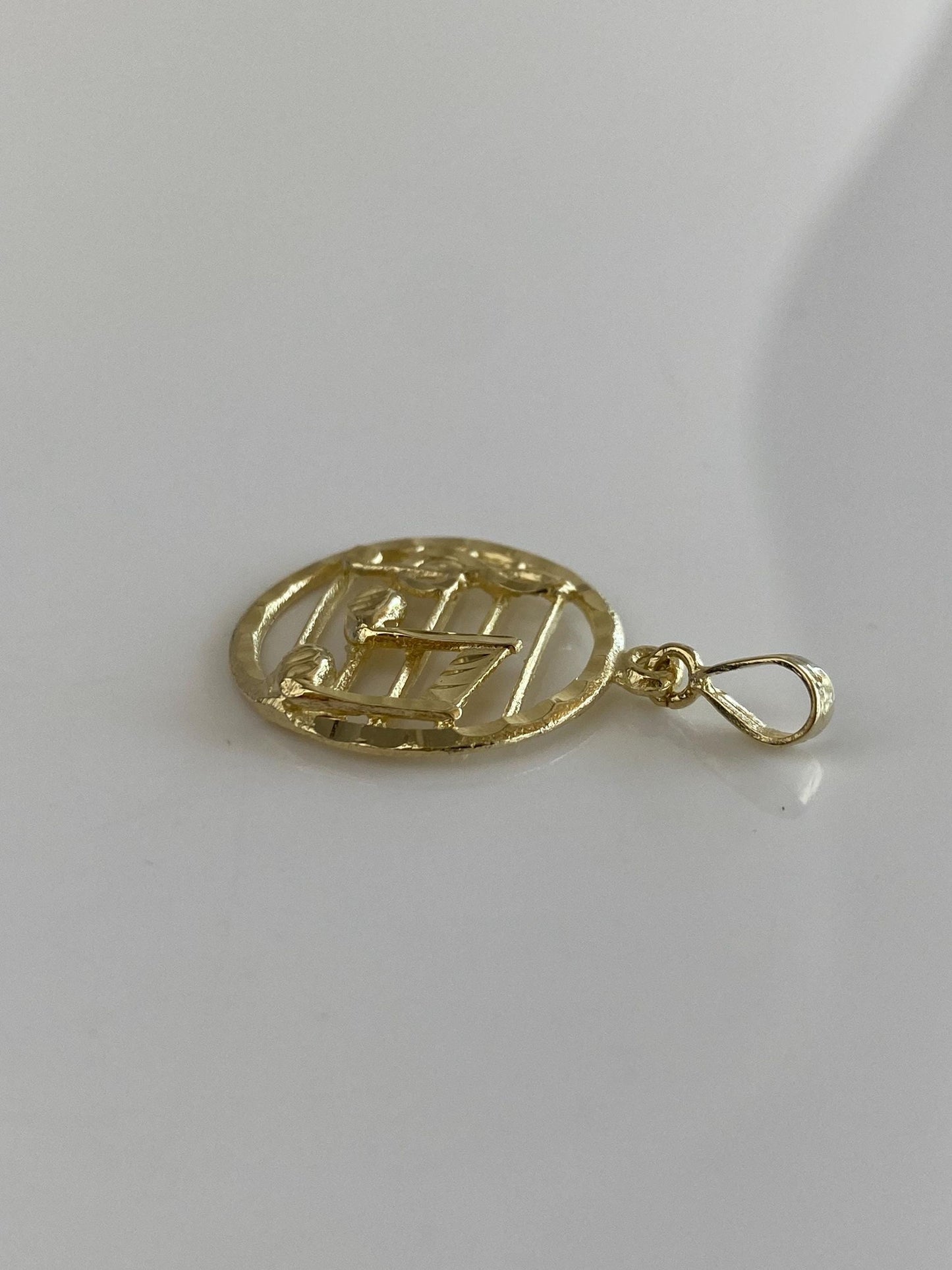 Vintage Solid 14k Yellow Gold Diamond Cut Music Symbols Charm