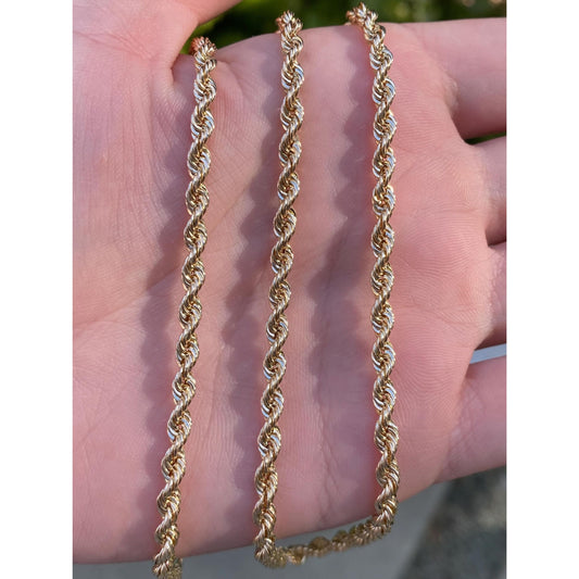 Vintage 14k Yellow Gold Rope Chain Necklace - 32.75 inches