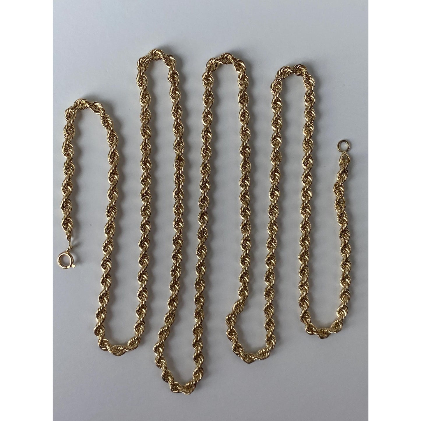 Vintage 14k Yellow Gold Rope Chain Necklace - 32.75 inches