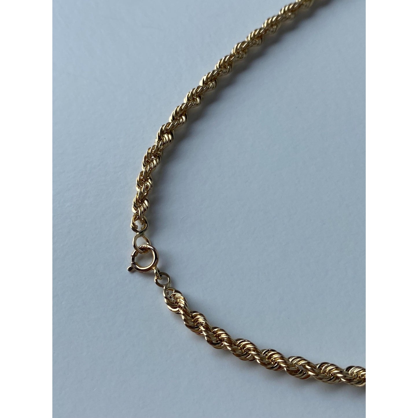 Vintage 14k Yellow Gold Rope Chain Necklace - 32.75 inches