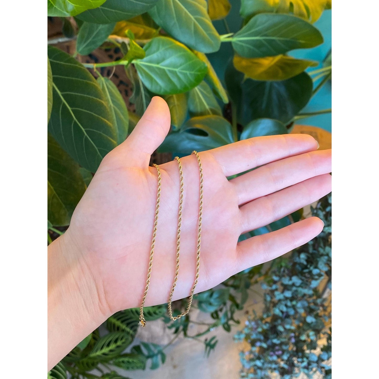 Vintage Solid 14k Yellow Gold Rope Chain Necklace - 19.5 inches