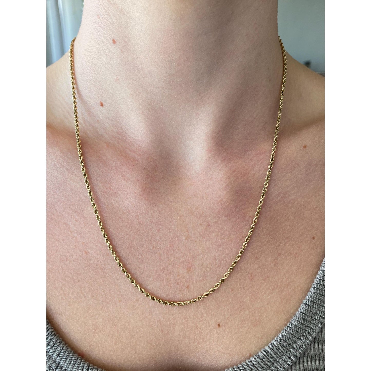 Vintage Solid 14k Yellow Gold Rope Chain Necklace - 19.5 inches