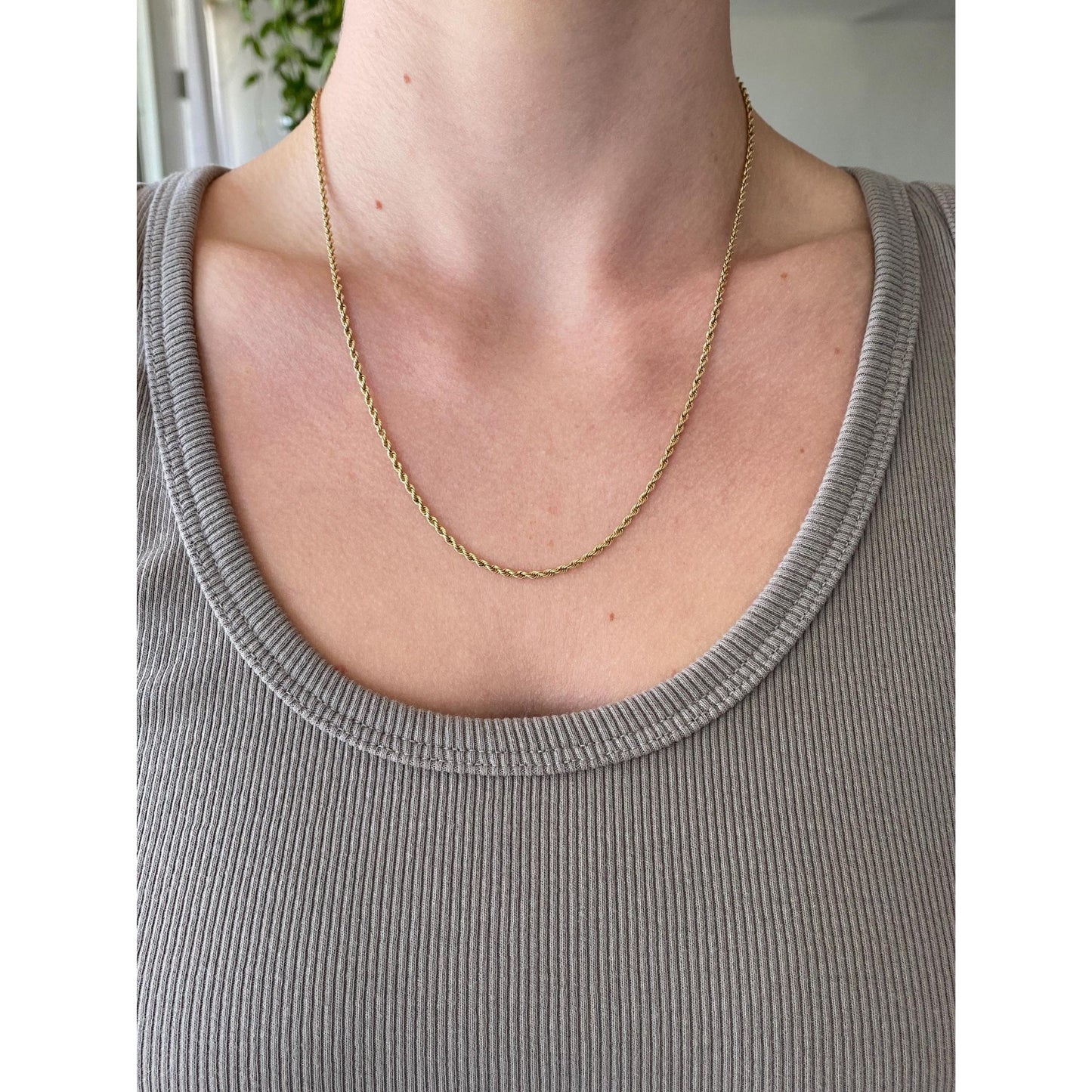 Vintage Solid 14k Yellow Gold Rope Chain Necklace - 19.5 inches