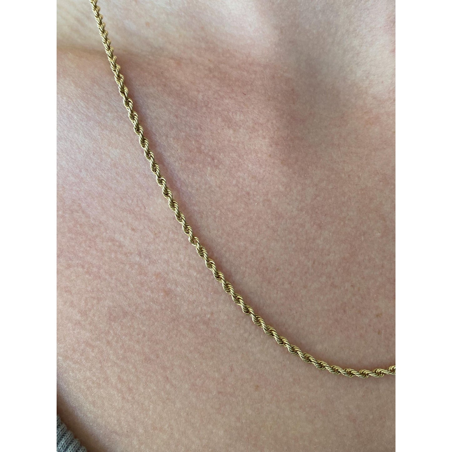 Vintage Solid 14k Yellow Gold Rope Chain Necklace - 19.5 inches