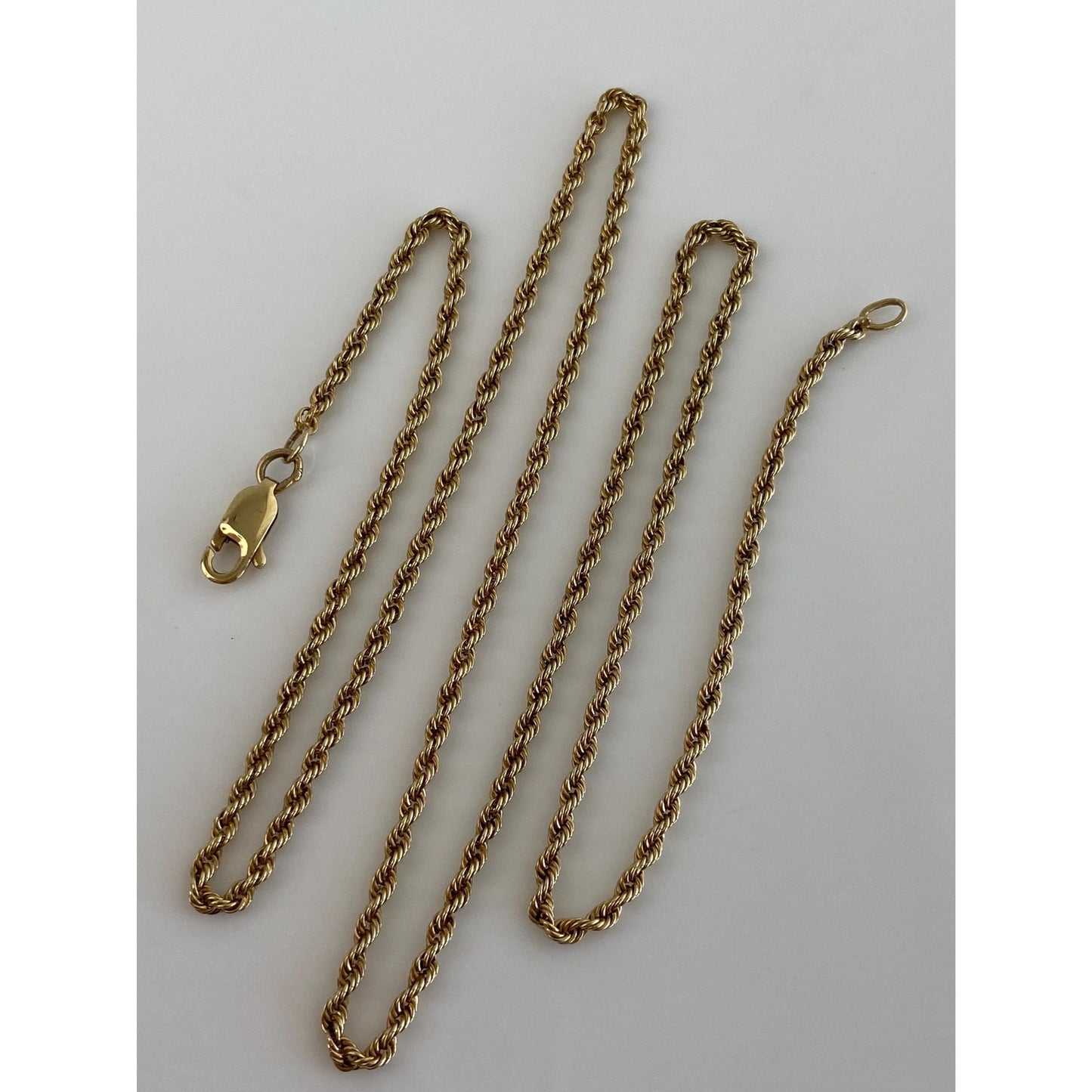 Vintage Solid 14k Yellow Gold Rope Chain Necklace - 19.5 inches