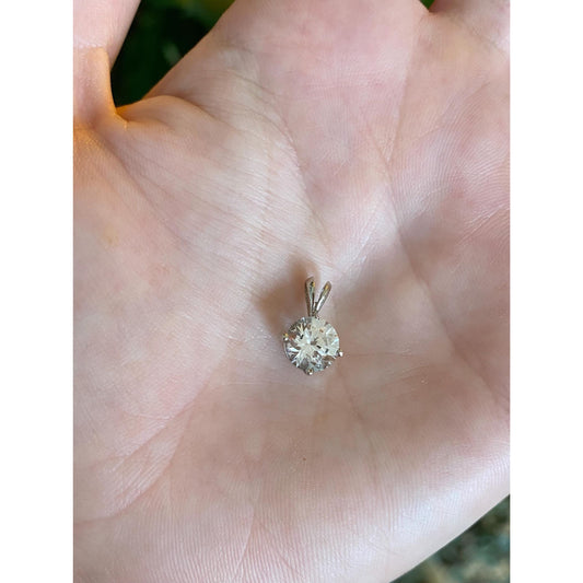 Vintage Solid 14k White Gold Clear Spinel Charm