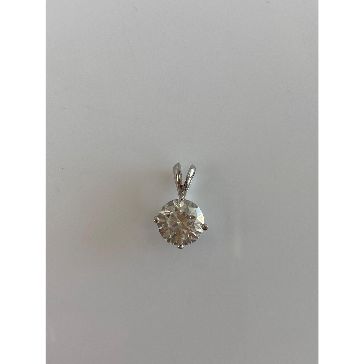 Vintage Solid 14k White Gold Clear Spinel Charm