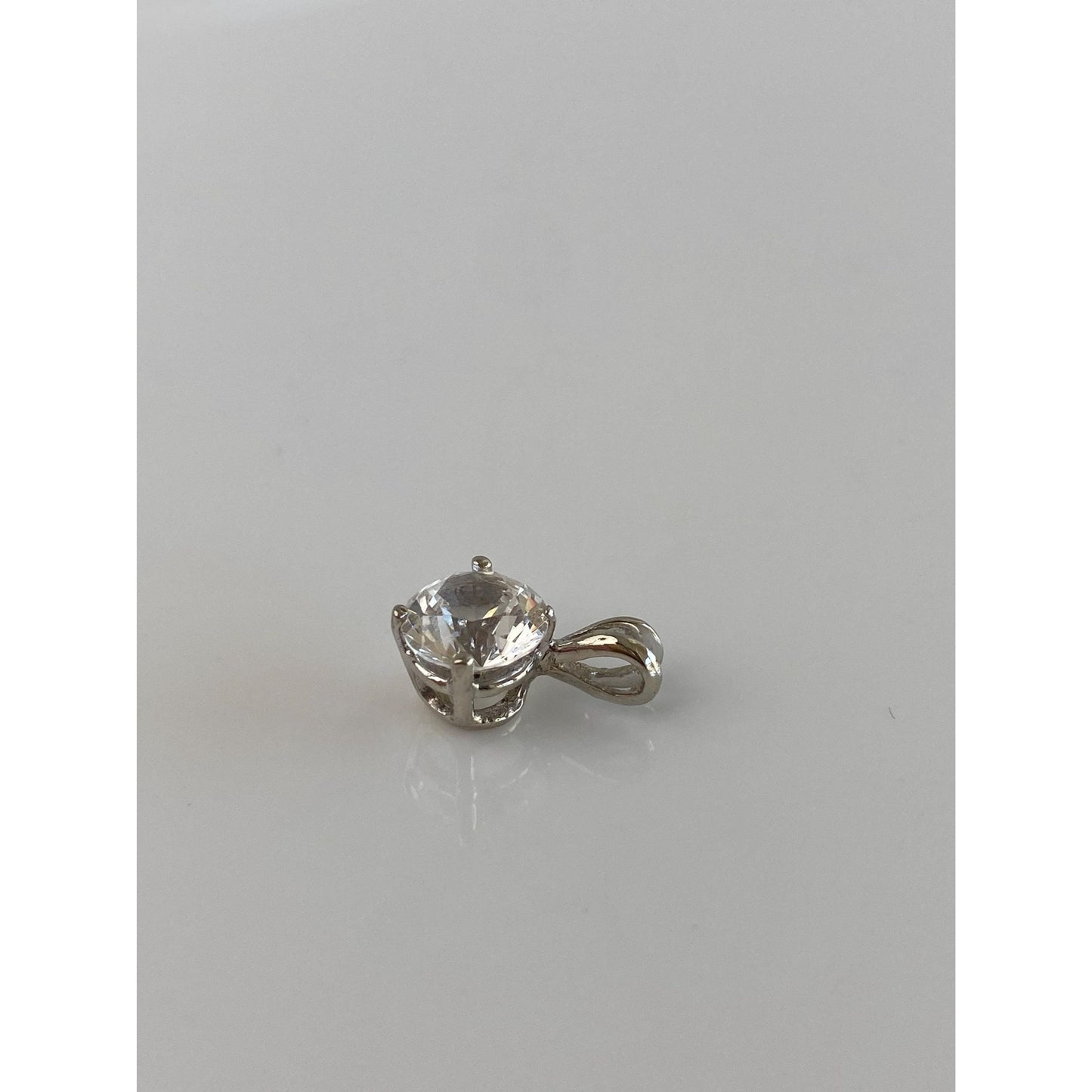 Vintage Solid 14k White Gold Clear Spinel Charm