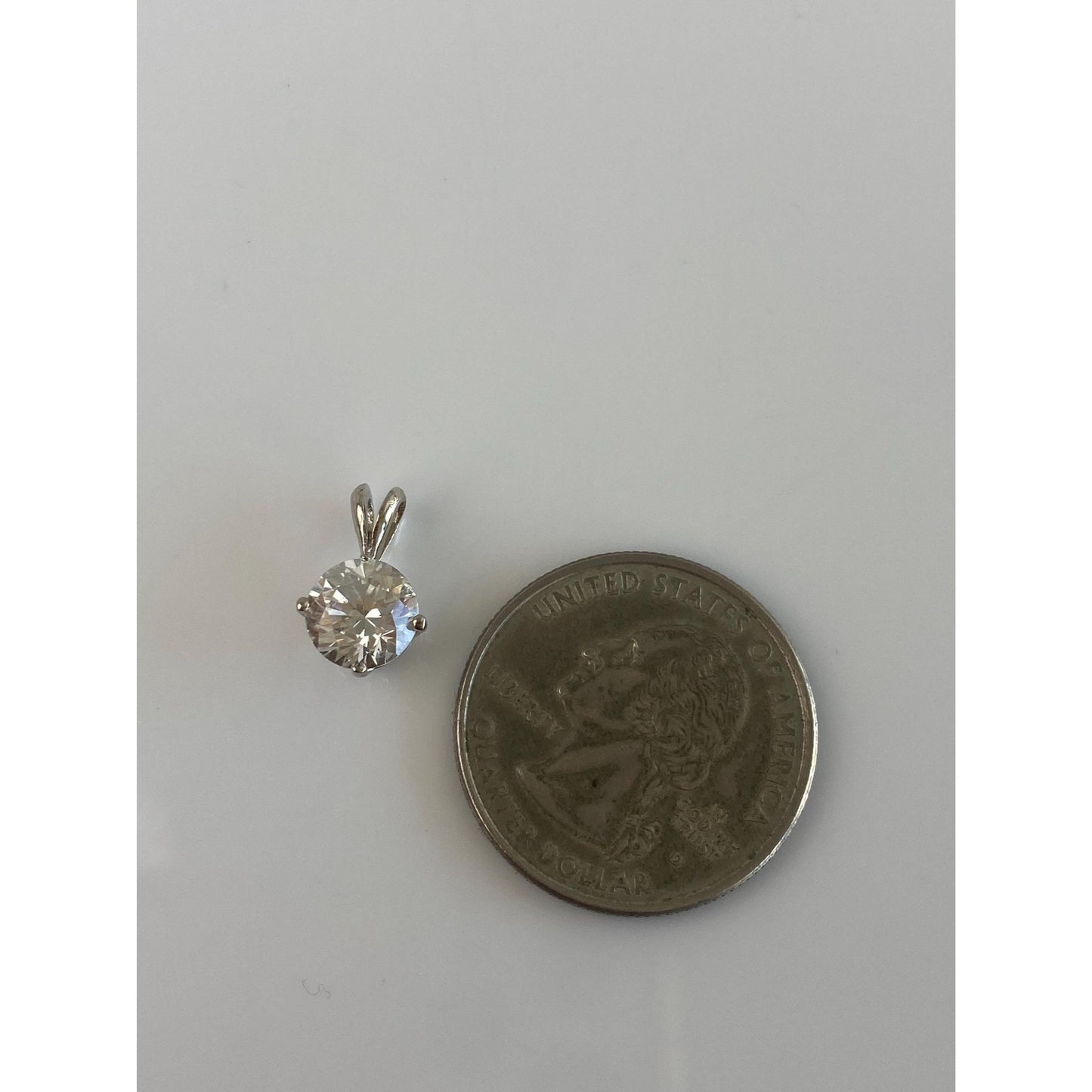 Vintage Solid 14k White Gold Clear Spinel Charm