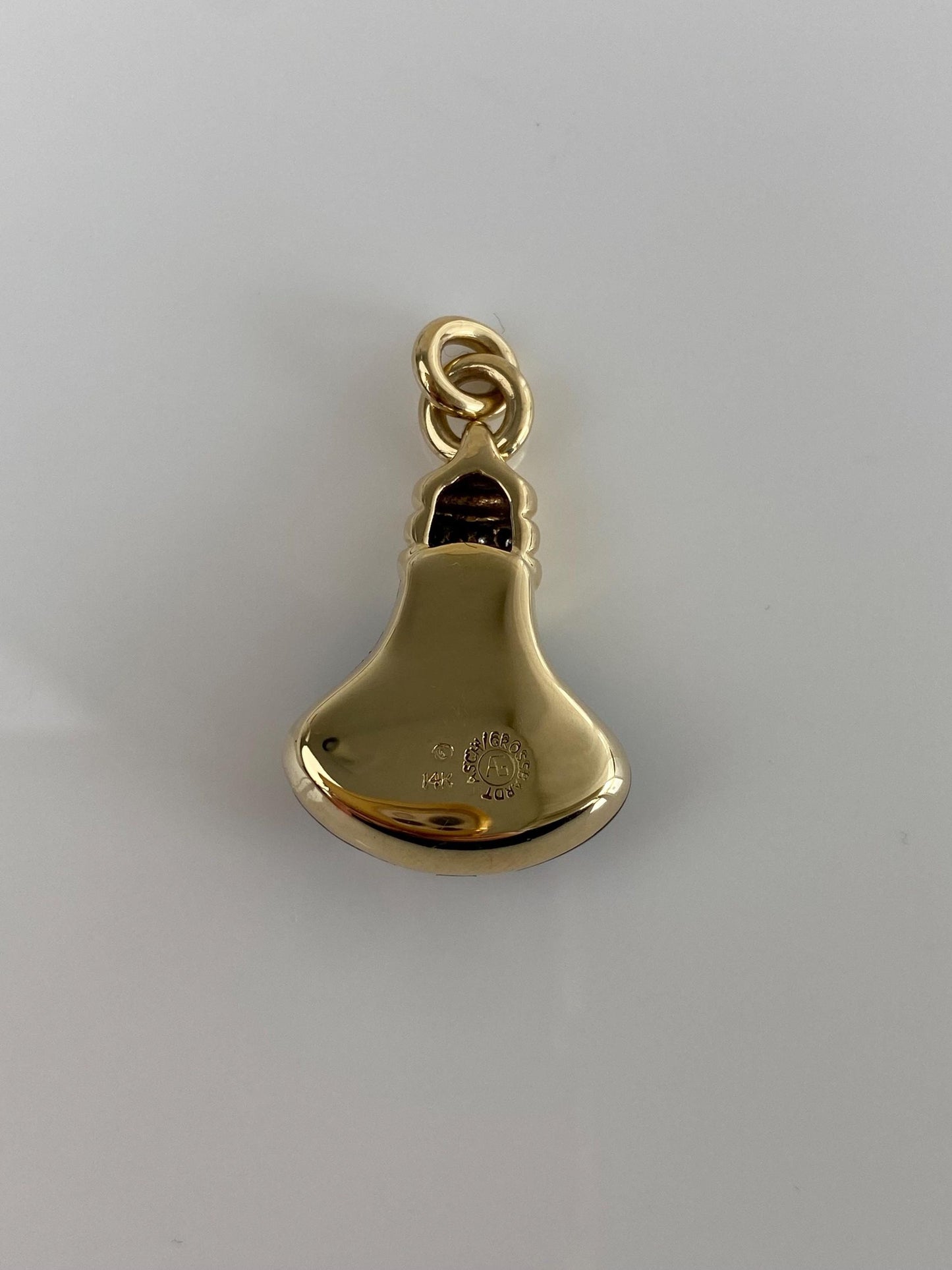 Vintage Solid 14k Yellow Gold Diamond Mother of Pearl Onyx Inlay Charm