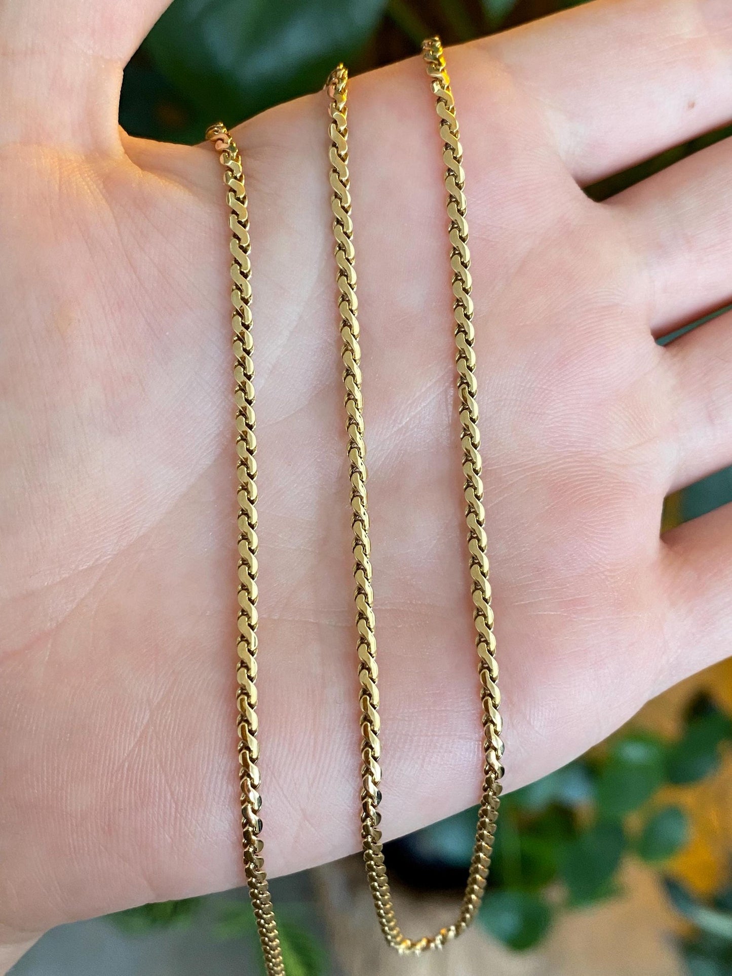 Vintage Solid 18k Yellow Gold Chunky Long Serpentine Chain Necklace - 23.25 inches