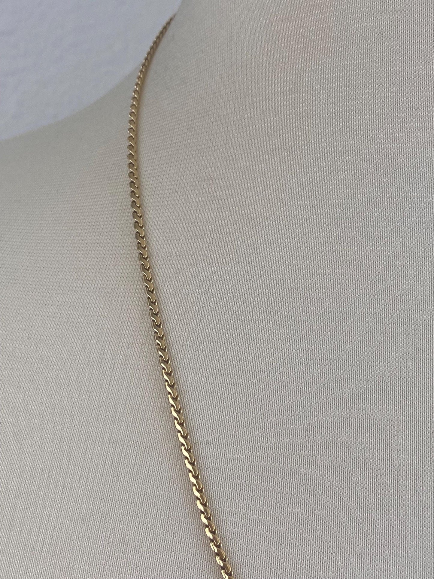 Vintage Solid 18k Yellow Gold Chunky Long Serpentine Chain Necklace - 23.25 inches