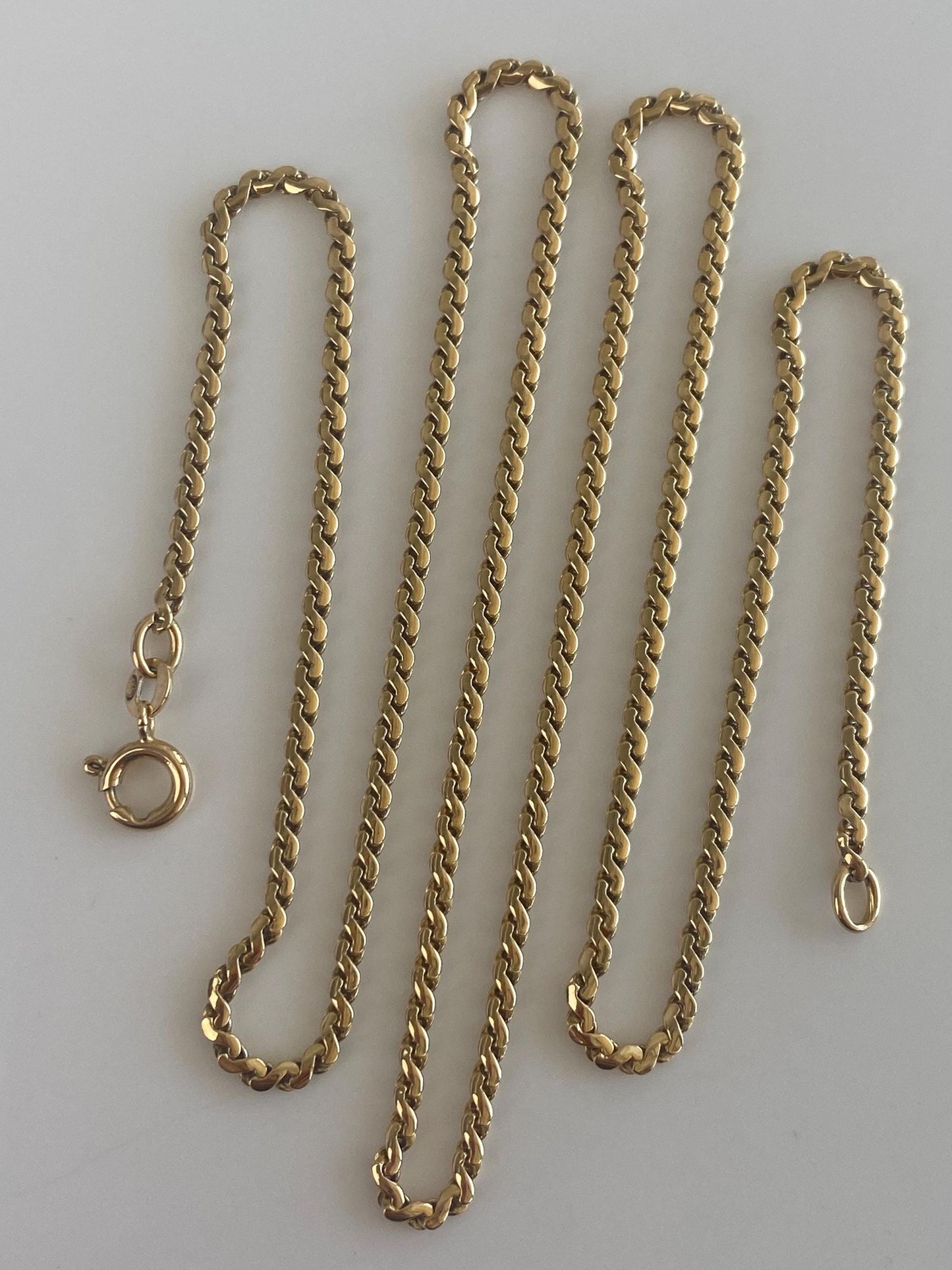 Vintage Solid 18k Yellow Gold Chunky Long Serpentine Chain Necklace - 23.25 inches