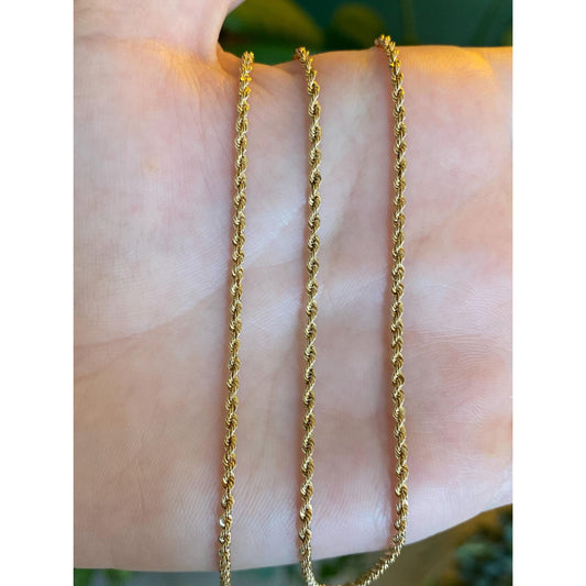 Vintage Solid 14k Yellow Gold Rope Chain Necklace - 24.25 inches