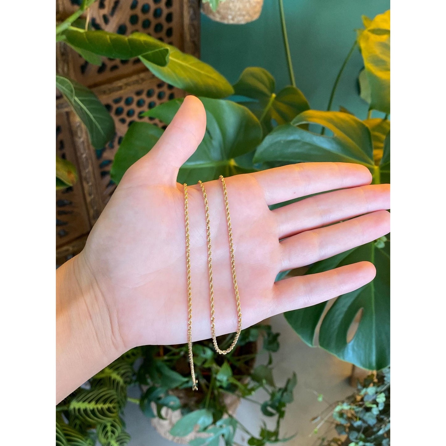 Vintage Solid 14k Yellow Gold Rope Chain Necklace - 24.25 inches