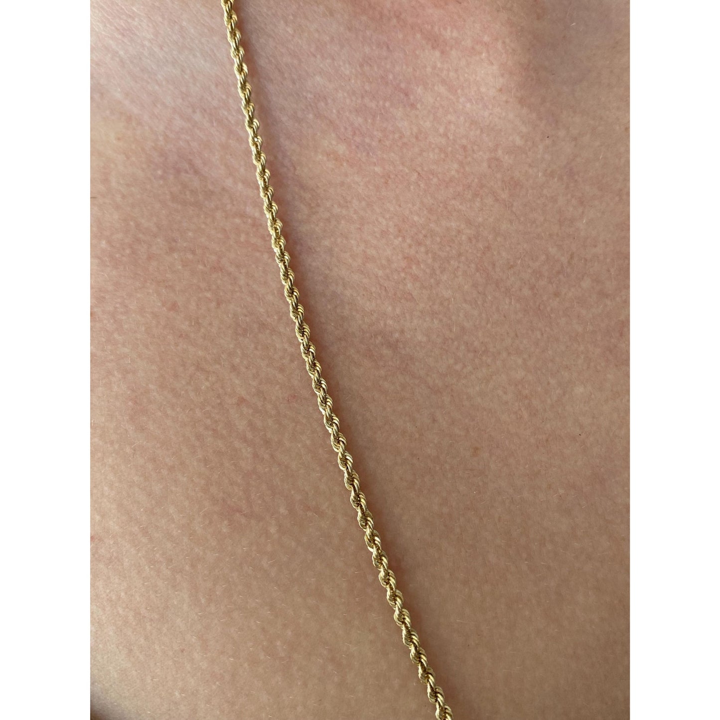 Vintage Solid 14k Yellow Gold Rope Chain Necklace - 24.25 inches