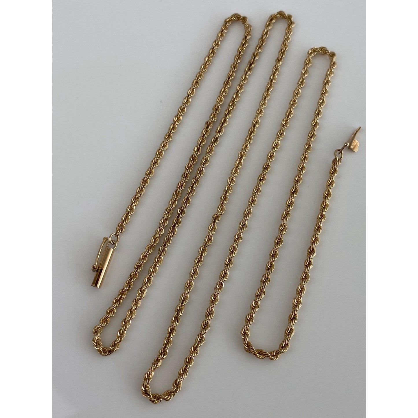 Vintage Solid 14k Yellow Gold Rope Chain Necklace - 24.25 inches