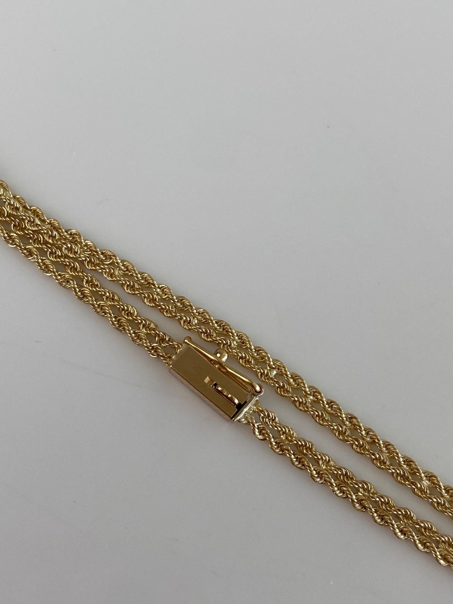 Vintage Solid 14k Yellow Gold Double Rope Chain Bracelet - 7 inches