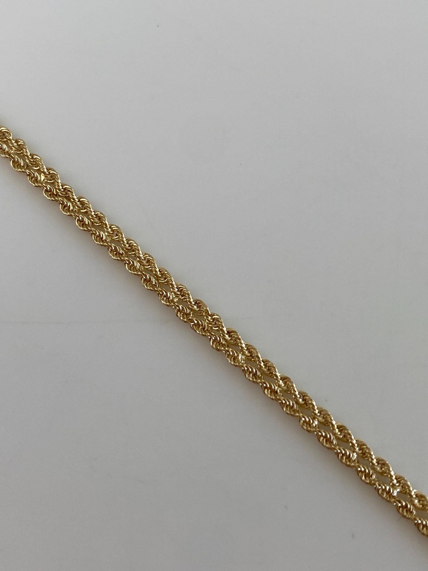 Vintage Solid 14k Yellow Gold Double Rope Chain Bracelet - 7 inches