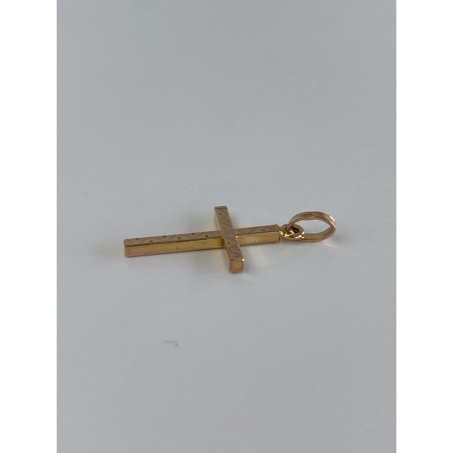 Vintage 14k Yellow Gold Designed Cross Charm