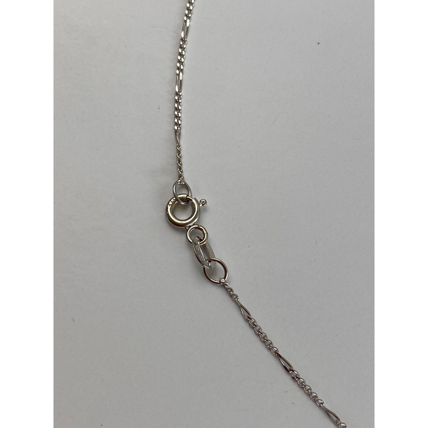 Vintage Solid 14k White Gold Dainty Figaro Chain Necklace - 24.75 inches