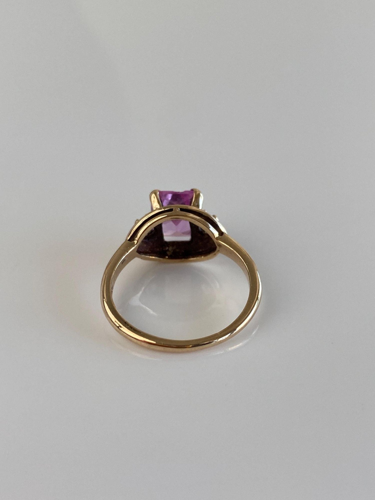 Vintage Solid 10k White Gold Pink Sapphire Clear Spinel Ring - Size 5.5