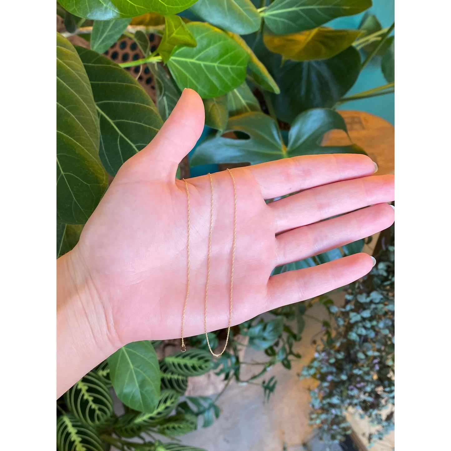 Vintage Solid 14k Yellow Gold Dainty Chain Necklace - 18.25 inches
