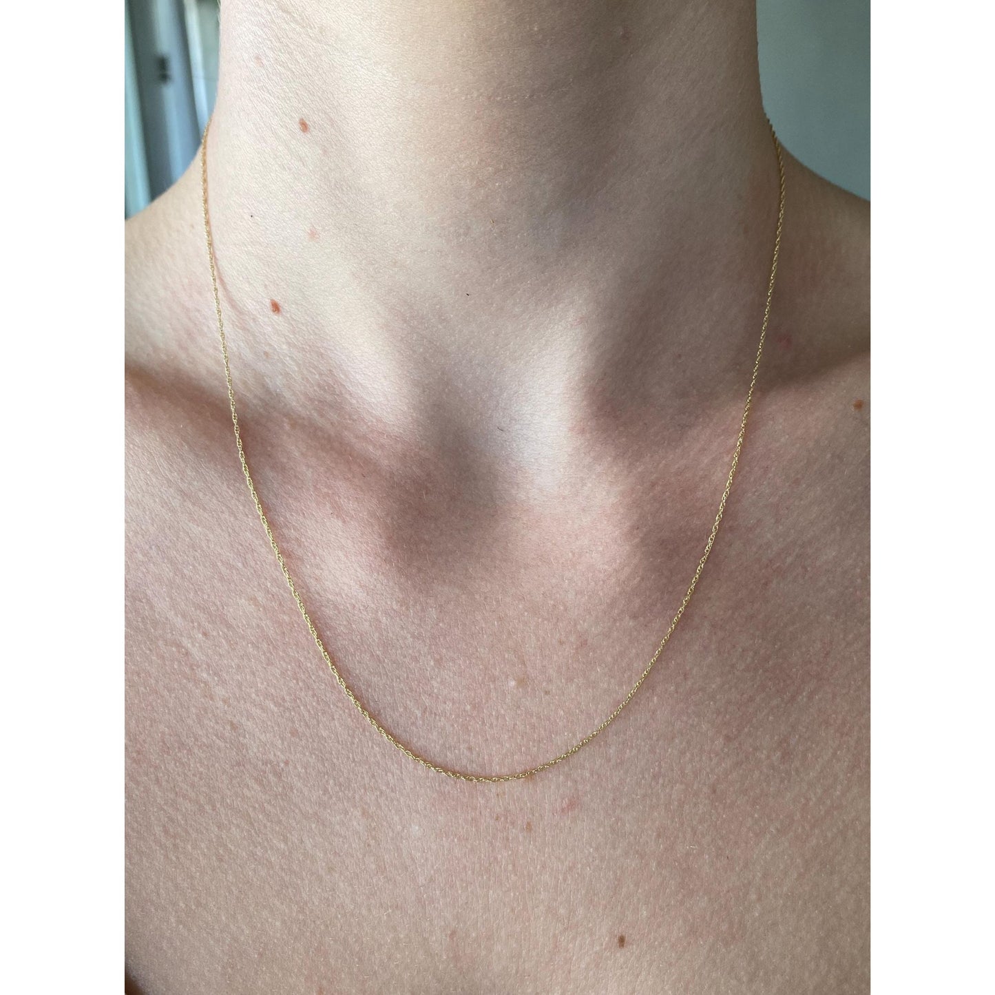 Vintage Solid 14k Yellow Gold Dainty Chain Necklace - 18.25 inches