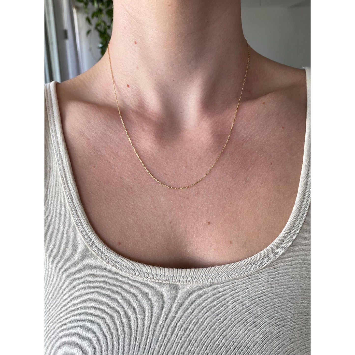 Vintage Solid 14k Yellow Gold Dainty Chain Necklace - 18.25 inches