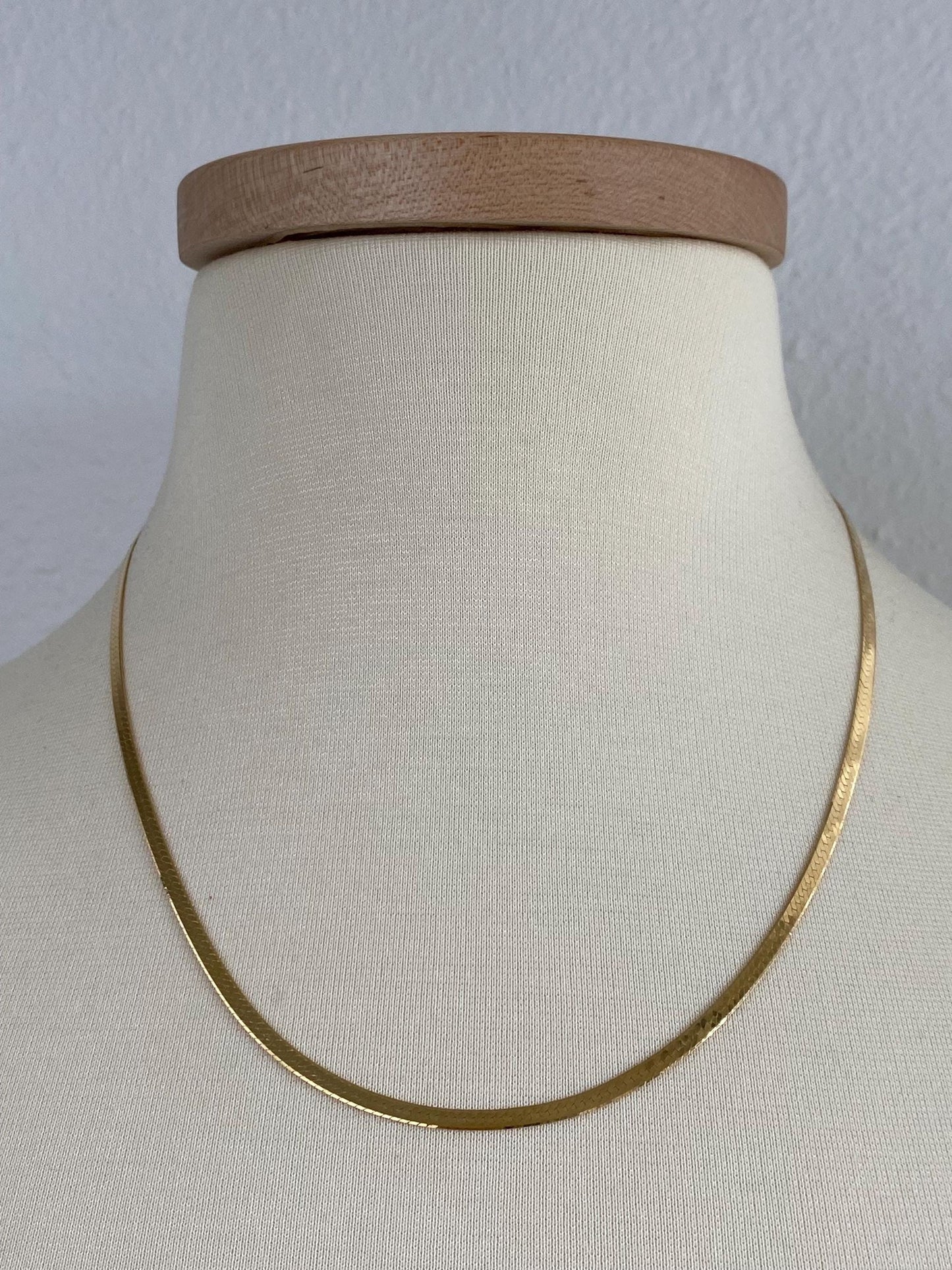 Solid 18k Yellow Gold Herringbone Chain Necklace - 20 inches